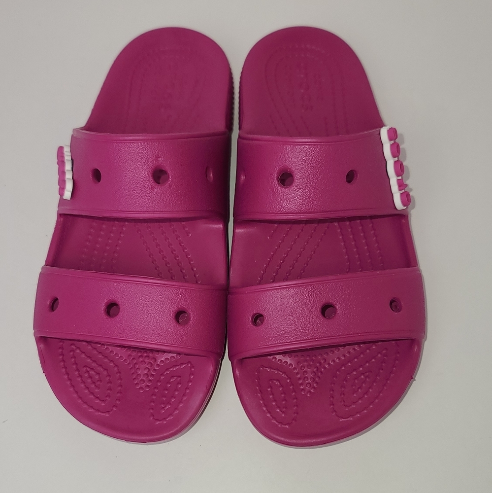 Crocs Classic Strap Sandals with Charms Raspberry - Picture 2 of 5